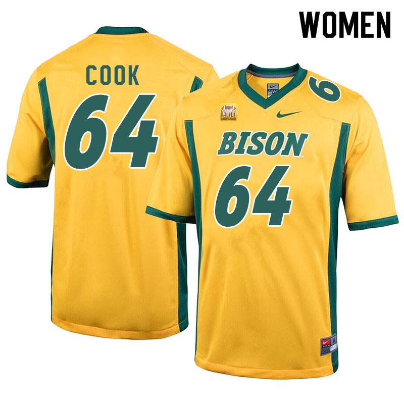 Women #64 Brendan Cook North Dakota State Bison College Football Jerseys Sale-Yellow